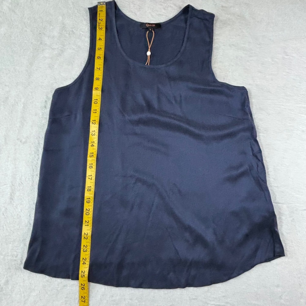 Quince Washable Silk Scoop Neck Tank Top Navy Blue Small NWT Sleeveless Blouse - Picture 7 of 10